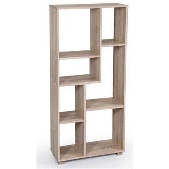 Trade Shop Trade Shop Traesio - Kaela - Libreria Design Moderna Scaffale 7 Ripiani Rovere Casa Uffici 127x60x24cm 750878