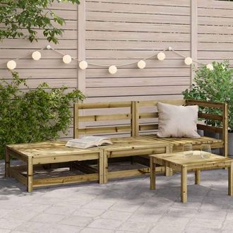 Berkfield Home Garden Sofa with Footstool 2-Seater Impregnated Wood Pine in Brown
