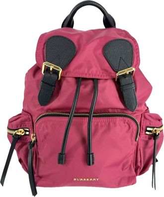 Burberry Black Pink Nylon Leather Backpack (Pre-Owned)