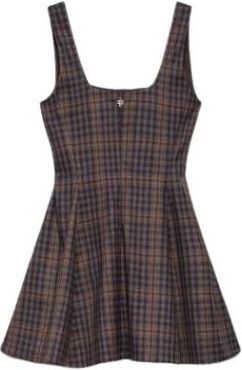 Aniye By Fitted Check Mini Jurk - Dames - Korte kleedjes - Bruin - M - Leer - Kleedjes