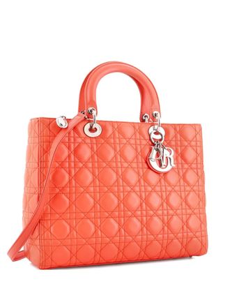 Dior Lady Dior Bag Cannage Quilt Lambskin Large tote bag - Arancione