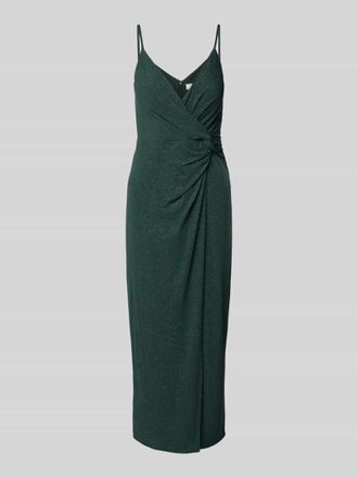 Jake*s Cocktailkleid mit V-Ausschnitt und Knotendetail in Apfel Melange, Gr&ouml;&szlig;e 32
