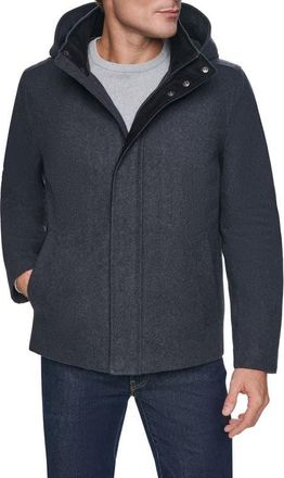 Cole Haan Hooded Wool Blend Field Coat in Charcoal at Nordstrom, Size Small