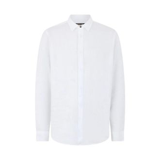 Roberto Cavalli Overhemden, Heren, Wit, M, Linnen, Linnen Shirt