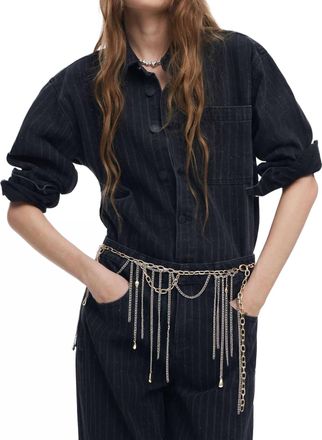Desigual Sparkle Denim Shirt In Black