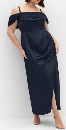City Chic Forbidden Off the Shoulder Maxi Dress in Navy at Nordstrom Rack, Size Xl/22W