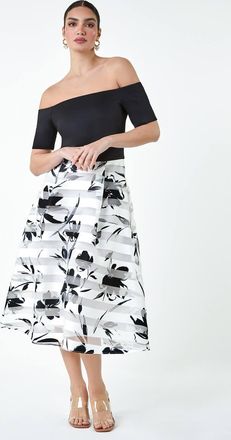 Ariella Floral Print Premium Stretch Bardot Dress