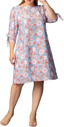 Kiyonna Manhattan Shift Dress in Sky Blue Blooms at Nordstrom, Size 5X