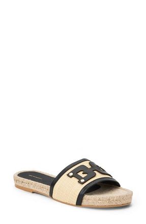 Bruno Magli Sabina Slide Sandal in Natural Raffia/Black at Nordstrom, Size 11