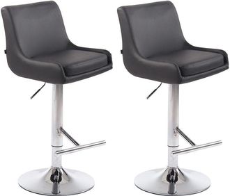 Clp Set 2 Sgabelli Bancone Club in Similpelle grigio cromo