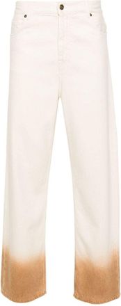 Alanui logo-patch cotton straight-leg jeans - men - Cotton - 32 - Neutrals