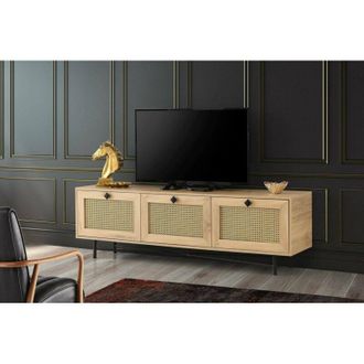 Dmora Dmora - Mueble De Televisi&oacute;n Nihal, Aparador De Sal&oacute;n, Mueble Bajo Para Tv, Base De Pared Equipada, 180x40h60 Cm, Roble Y Negro, Con Embalaje Reforzad
