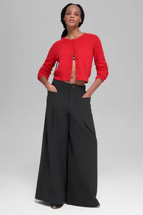 Alo | Main Act Wide Leg Trouser in Black, Size: Medium