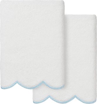 Linum Home Textiles 100% Turkish Cotton Adornia Scallop 2Pc Hand Towel Set