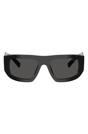 Prada 53mm Irregular Sunglasses in Black /Dark Grey at Nordstrom