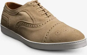 Allen Edmonds Strand Wingtip Oxford Mens Size 7 Bone Suede Dress Shoes FZP073