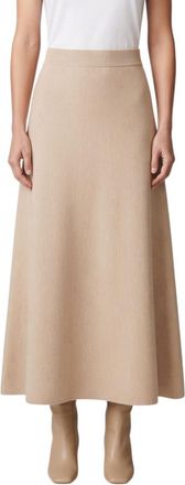 Max Mara Beige Solid Midi Skirt