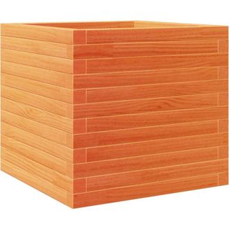 vidaXL Jardinera Exterior Madera Maciza Pino Marr&oacute;n Cera 50x50x46 Cm Vidaxl