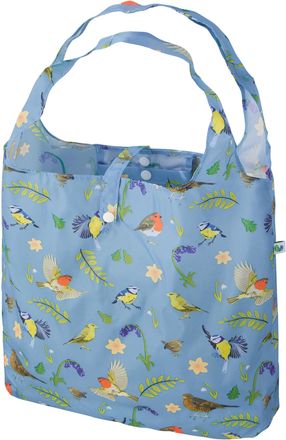Eco Chic Lightweight Foldable Reusable Shopping Bag Water Resistant Tote Bag (RSPB Birds Blue)