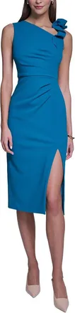Halston Heritage Rose Detail Bodycon Midi Dress