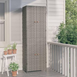 Berkfield Home Garden Storage Cabinet Grey 59x40x180 cm Poly Rattan | Size: 59 x 40 x 180 cm