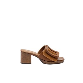 Noa Harmon Heeled Mules - Dames - Muiltjes - Bruin - 38 EU - Leer - Schoenen