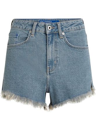 Karl Lagerfeld frayed denim shorts - women - Cotton/Elastane - 25 - Blue