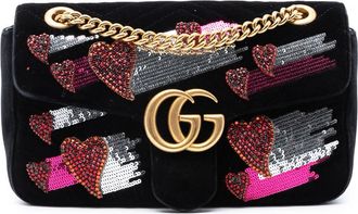 Gucci Pre-owned Gucci Medium GG Marmont Matelasse Velvet Sequin Embellished Shoulder Bag 443497 493075