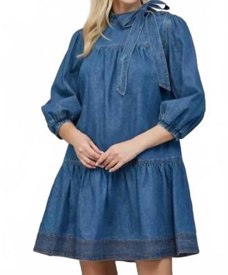 Fate Womens Denim Bow Dress In Blue