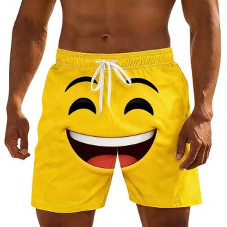 Generic Mens Novelty Swim Trunks Funny Face Print Board Shorts for Men UK Elastic Waist Drawstring Beach Shorts Quick-Dry Swimming Surfing Boardshorts with Po