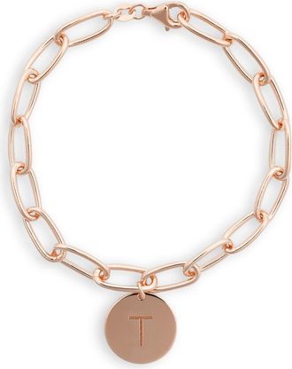 Meshmerise Initial Disc Charm Bracelet in Rose-T at Nordstrom Rack