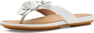 FitFlop Gracie Flower Leather Flip-flops Womens Wedge Shoes Urban White : 10 M (B)