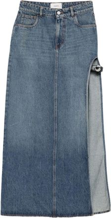 Coperni High-Waisted Blue Denim Midi Skirt