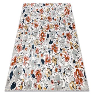RugsX Rugsx - Alfombra Estructural Botanic 65239 Flores, Tejido Plano En El Balc&oacute;n, Terraza - Gris Multicolour 157x220 Cm