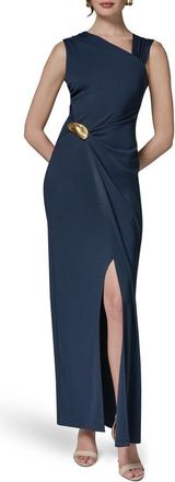 DKNY Asymmetric Neck Hardware Detail Jersey Gown in Nightfall at Nordstrom, Size 16