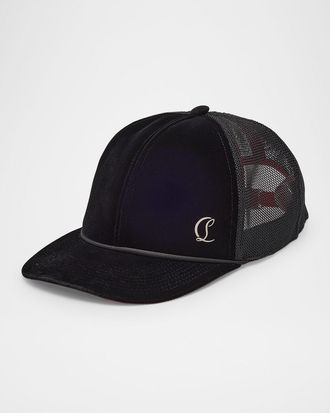 Christian Louboutin Mens Aliochitto Velvet Trucker Hat