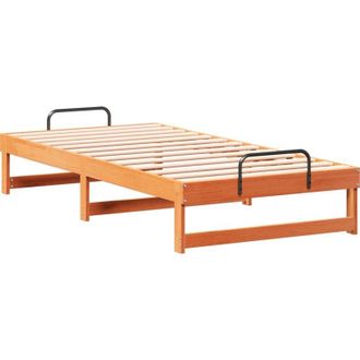 vidaXL Bed Frame with Carry Handles Brown Solid pine wood vidaXL