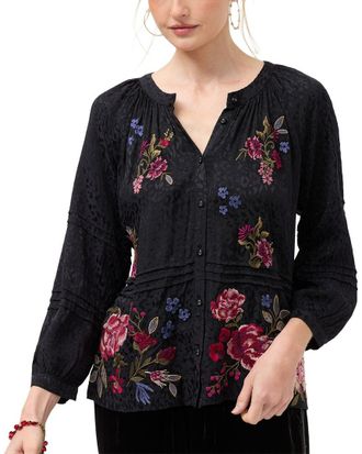 Johnny Was Pintuck Raglan Button Up Shirt