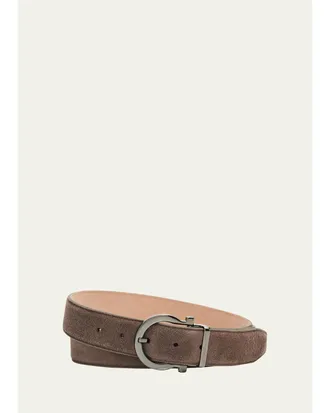 Ferragamo Mens Gancio-Buckle Reversible Leather Belt