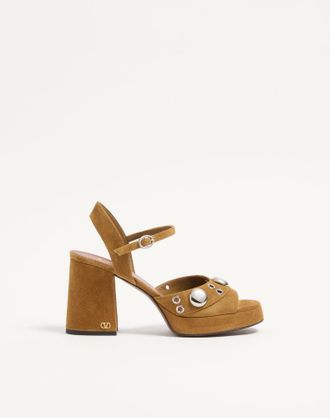 Valentino Garavani Sandalo Con Plateau Nellc&ocirc;te In Crosta 90Mm Donna HAVANA BEIGE 35.5