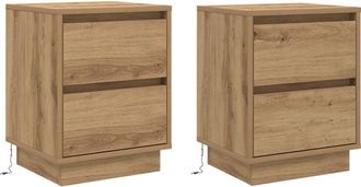 vidaXL Vidaxl - Armario de Noche con 2 pcs Roble artisan 39 x 34.5 x 50 cm