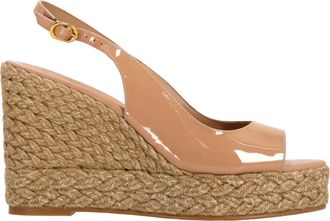 Stuart Weitzman Island Slingback Espadrille Sandals In Beige Patent Leather