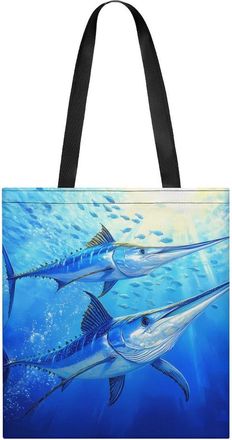 Generic Blue Marlin Tote Bag for Women Men Shoulder Bags Purses Pouch Handbags