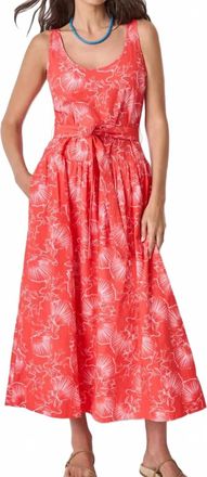 Lilla P Poplin Yoke Midi Dress In Zinnia