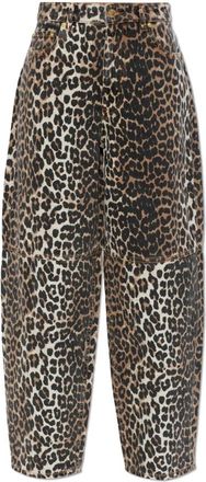 Ganni Leopard Printed Stary Jeans - Dames - Loose Fit Jeans - Bruin - W29 L33 - Katoen - Jeans