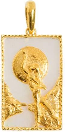 Freya Rose Rectangle Woman and Moon Pendant in Gold at Nordstrom