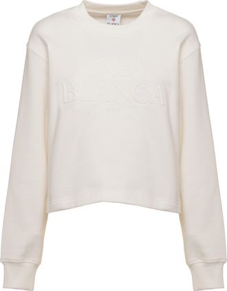 Casablanca White Cotton-Cashmere Embroidered Sweatshirt