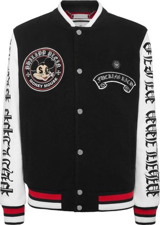 Philipp Plein College Bomber Jacket LS Money Mouse - Heren - Bomber jackets - Zwart - XL - Leer - Jassen