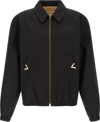 Valentino Garavani Cotton Bomber Jacket - Heren - Zomerjassen - Zwart - M - Katoen - Jassen