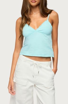 Edikted Glendon Stretch Cotton Camisole in Turquoise at Nordstrom, Size X-Small